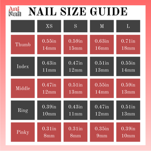 Ani Nail XS S M L nail size guide
