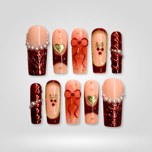 Pearl Charm Christmas Press-On Nails - Aninail