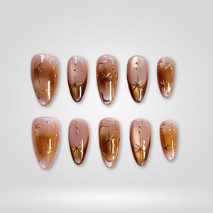 Bronze Stars Shimmer Press-On Nails - Aninail