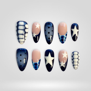 Navy Star 3D Press-On Nails - Aninail