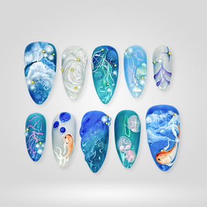 Seaside Muse Koi Ocean Press-On Nails - Aninail