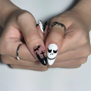 Spooky Halloween Press On Nails with Ghost | Pumpkin Spider Web and Bat Nail Art | Handmade Nails| OB524UC