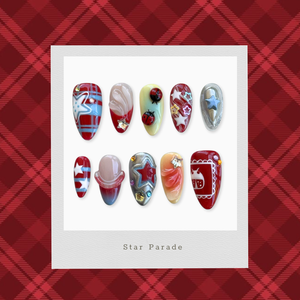 Star Parade Plaid 3D Press-On Nails - Aninail