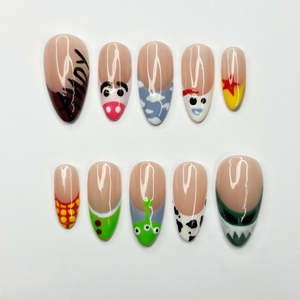 Cowgirl Western Press On Nails | Woody Buzz Alien Cow Print Nails, Cute Cartoon Nail Set, Gift for Her OB437LG