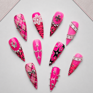 Pink Rebel Graphic Mix Press-On Nails - Aninail