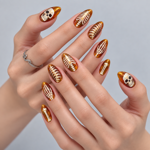 Amber Remains Halloween Almond Press-On Nails - Aninail