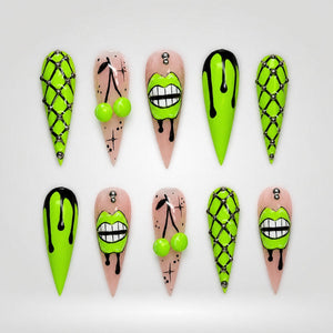 Neon Drip Stiletto Press-On Nails - Aninail