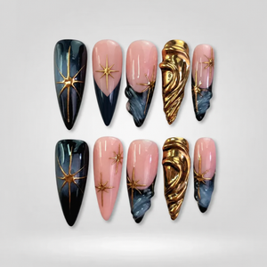 Royal Flame 3D Chrome Press-On Nails - Aninail