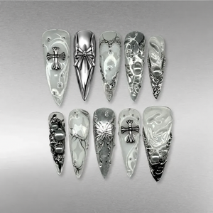 Metallic Vibe Chrome Press-On Nails - Aninail