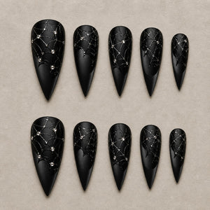 Diamond Web Noir Press-On Nails - Aninail