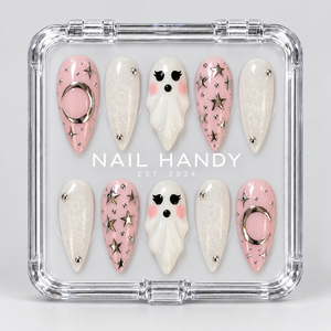 Moonlit Boo Halloween Almond Press-On Nails - Aninail