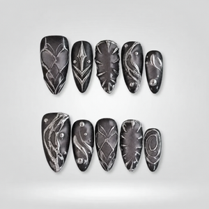 Galaxy Noir 3D Press-On Nails - Aninail