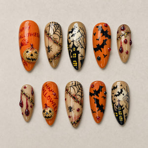 Happy Haunt Almond Press-On Nails - Aninail