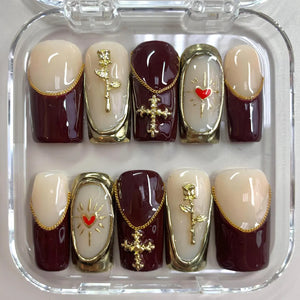 Divine Elegance 3D Cross Press-On Nails - Aninail