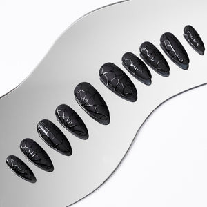 LNA0099 - Black Spider Web Press On Nails, Black Halloween Nails, Custom Fake Nails, False Nails, Handpainted Glue on Nails