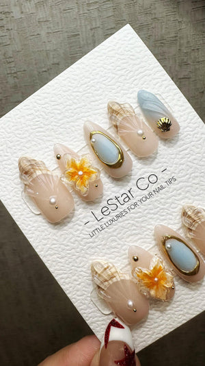 Timed Offer 4 For 3) Handmade Press On Coastal Chic Gel Acrylic Nails image 2