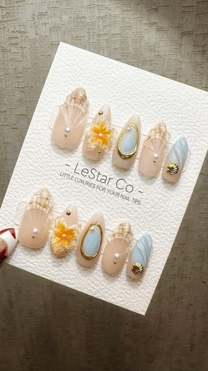 Timed Offer 4 For 3) Handmade Press On Coastal Chic Gel Acrylic Nails image 3