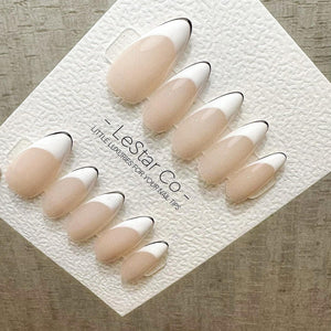 Timed Offer 4 For 3) Handmade Press On French Tip Gel Acrylic Nails image 3