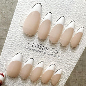 Timed Offer 4 For 3) Handmade Press On French Tip Gel Acrylic Nails image 2