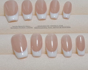 Milky White French Tip Gel Nails | Soft Girl Jelly Manicure | Birthday Gift Set XH848, XH848