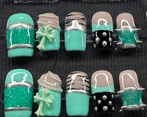 Turquoise Eclipse Handmade Gel Press On Nails