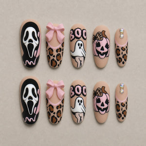 Leopard Scream Halloween Press-On Nails - Aninail