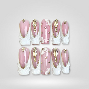 Crystal Petals 3D Floral Press-On Nails - Aninail