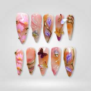 Petal Whirl 3D Butterfly Press-On Nails - Aninail