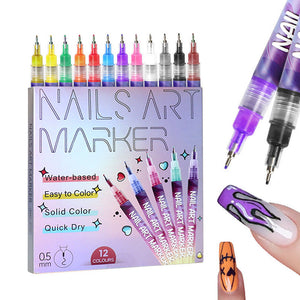 12-Color Nail Art Pen Set - Aninail