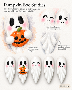 Pumpkin Boo Halloween Almond Press-On Nails - Aninail