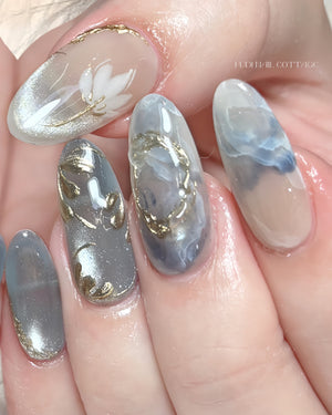 Moonflower Press-on Nails – Exclusively handcrafted by artist Fudinails | OA01LD