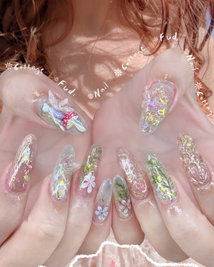 Opal Forest Press-on Nails – Exclusively handcrafted by artist Fudinail | OA12DL