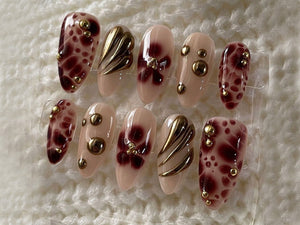 Golden Glam Leopard Press On Nails | Bold and Elegant Leopard Fake Nails | Wild Glamour Nail Art | Classy Nail Polish | Chic Nails | OB524Y