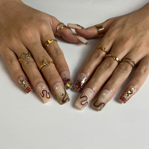 Molten Gold Chocolate Swirl Press-On Nails - Aninail