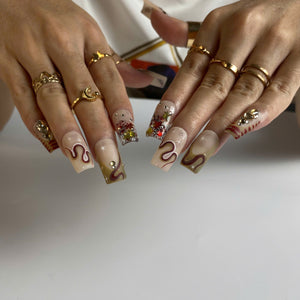 Molten Gold Chocolate Swirl Press-On Nails - Aninail