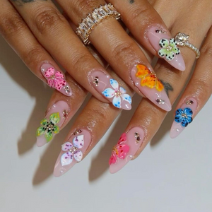 Charm Bloom 3D Floral Press-On Nails - Aninail