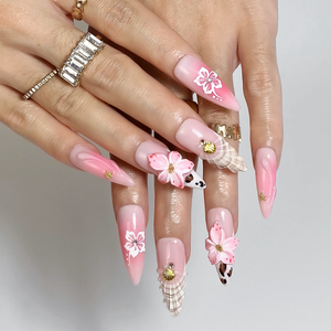 Charm Bloom 3D Floral Press-On Nails - Aninail