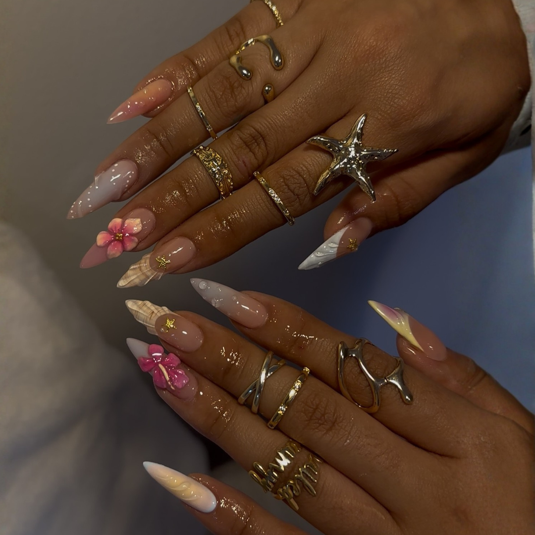Golden Tide 3D Ocean Press-On Nails - Aninail