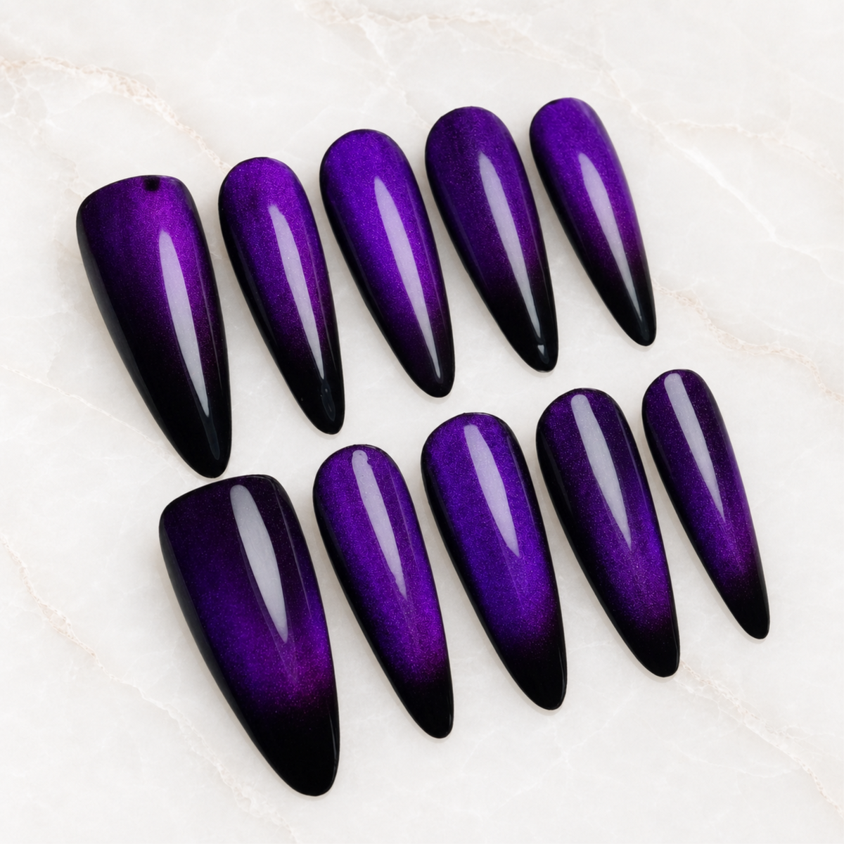 Royal Amethyst Cat Eye Press-On Nails - Aninail