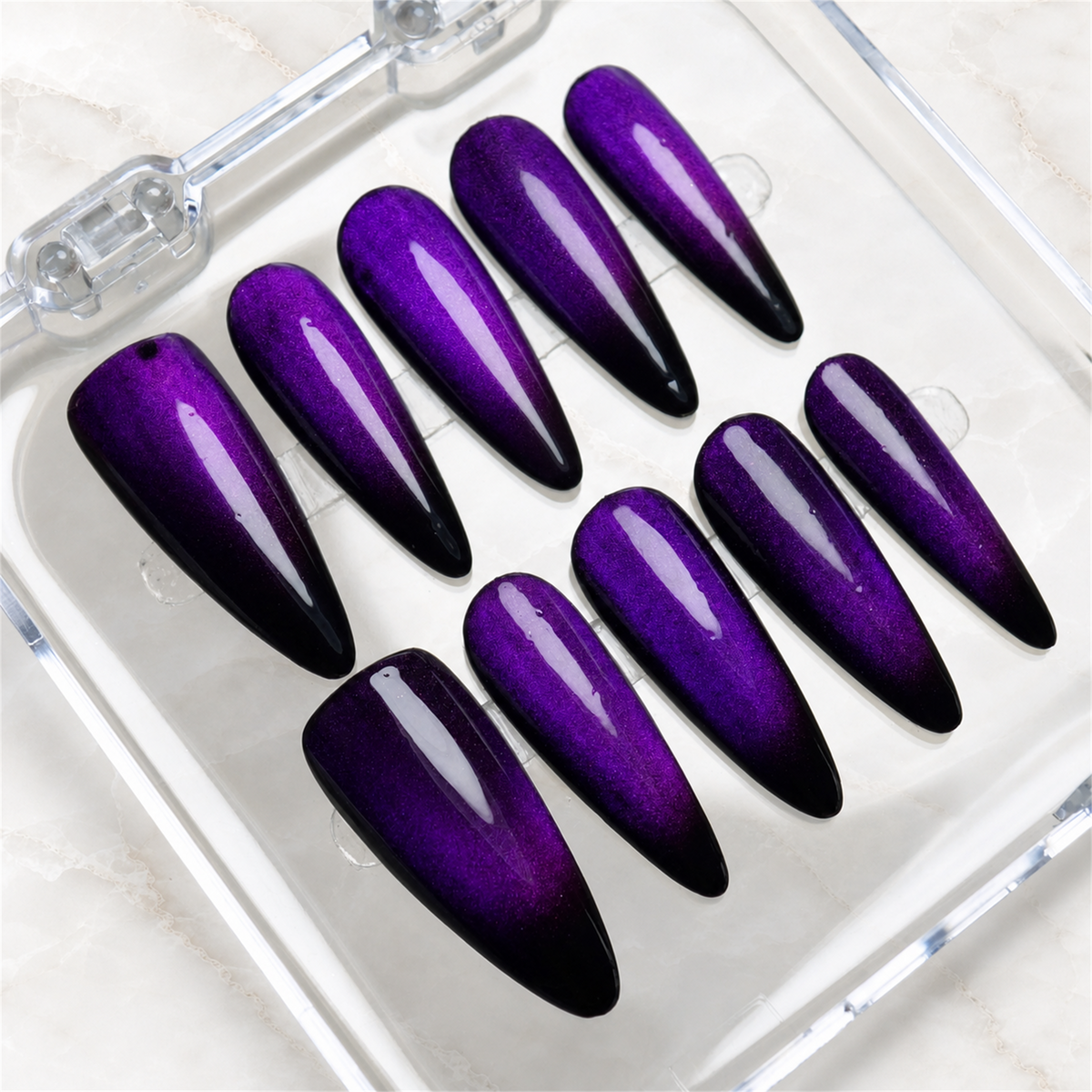 Royal Amethyst Cat Eye Press-On Nails - Aninail