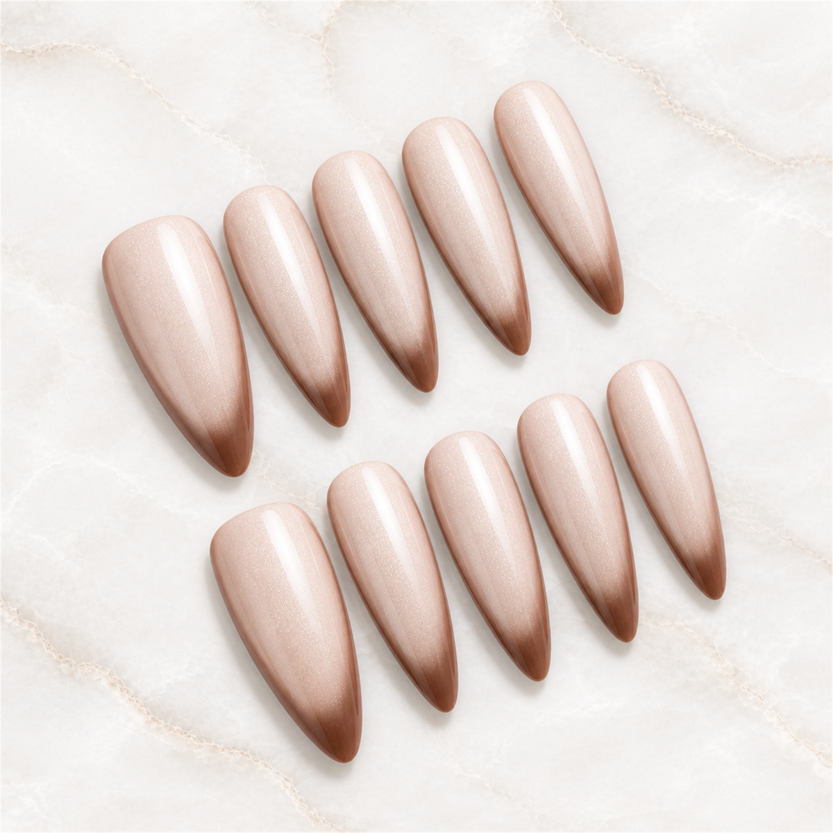 Rose Latte Cat Eye Press-On Nails - Aninail