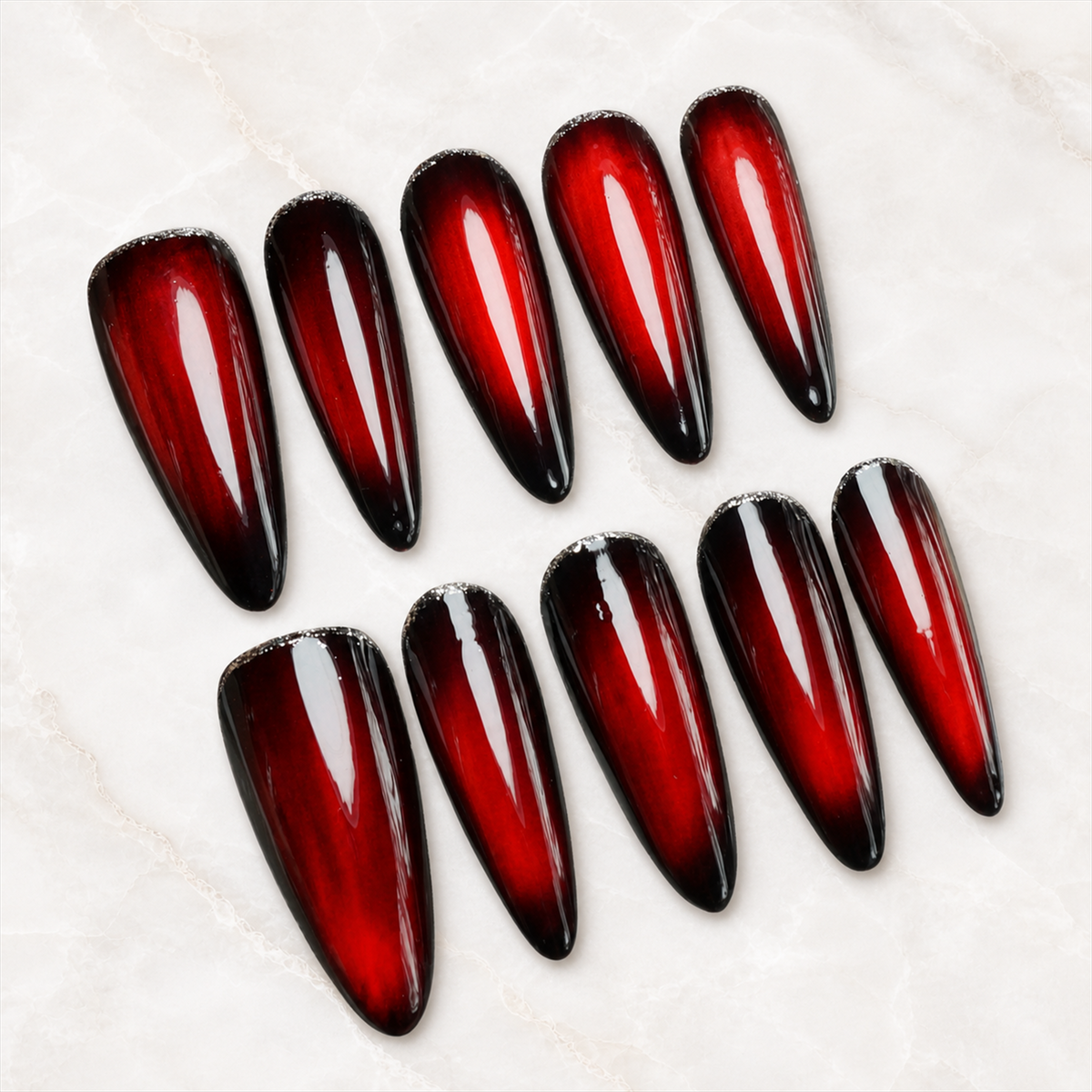 Ruby Afterglow OmbrÃ© Press-On Nails - Aninail