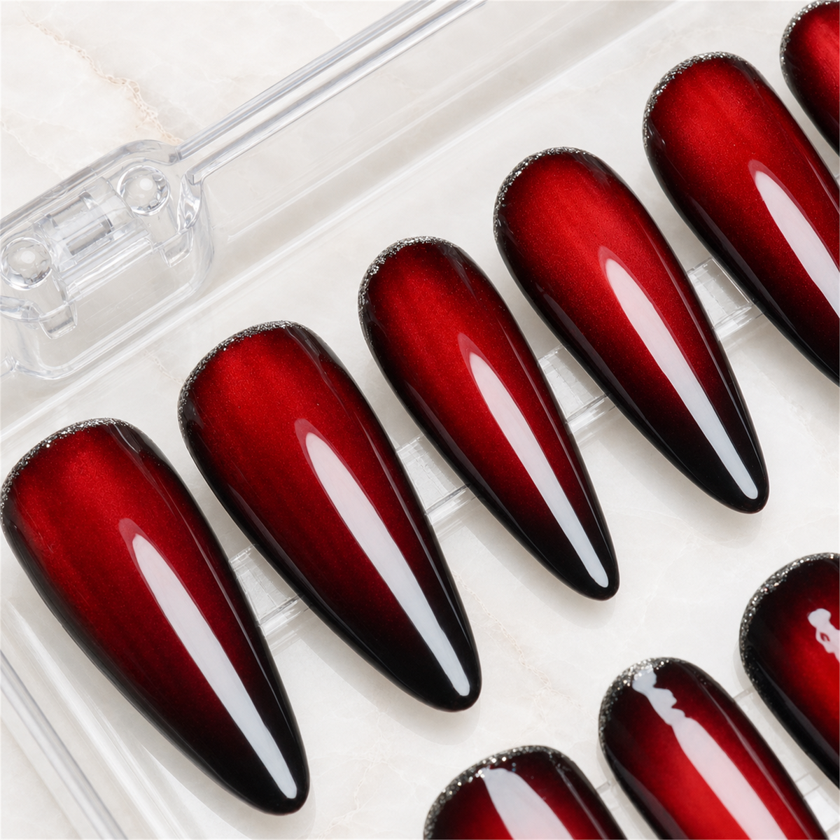 Ruby Afterglow OmbrÃ© Press-On Nails - Aninail