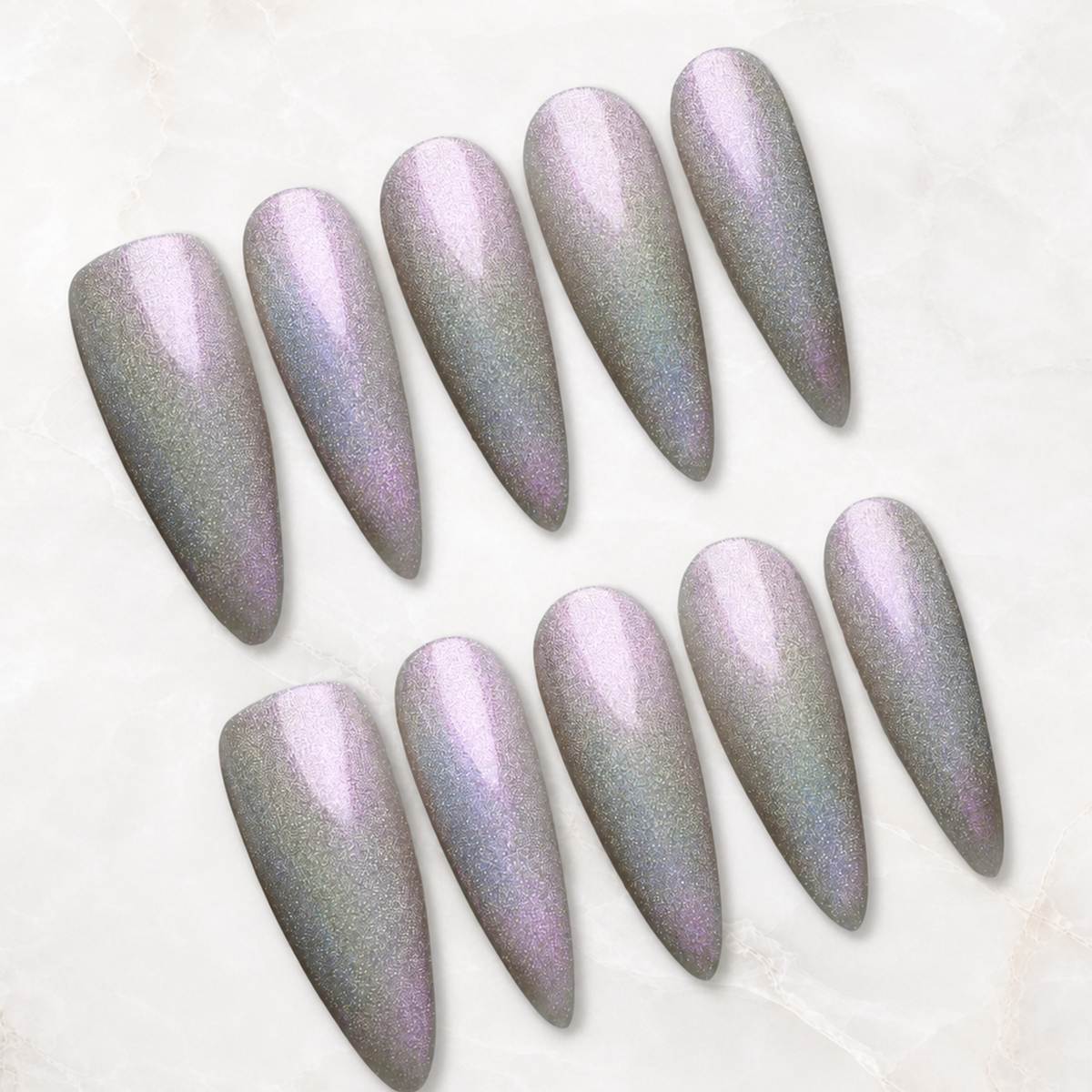 Lavender Moonstone Cat Eye Press-On Nails - Aninail