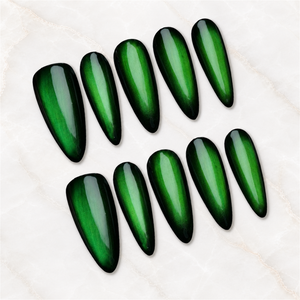 Emerald Veil 3D Cat-Eye Press-On Nails - Aninail