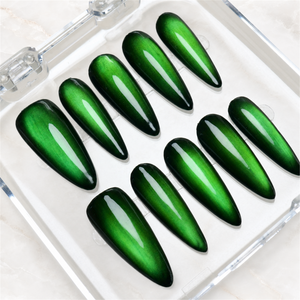Emerald Veil 3D Cat-Eye Press-On Nails - Aninail