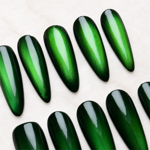 Emerald Veil 3D Cat-Eye Press-On Nails - Aninail