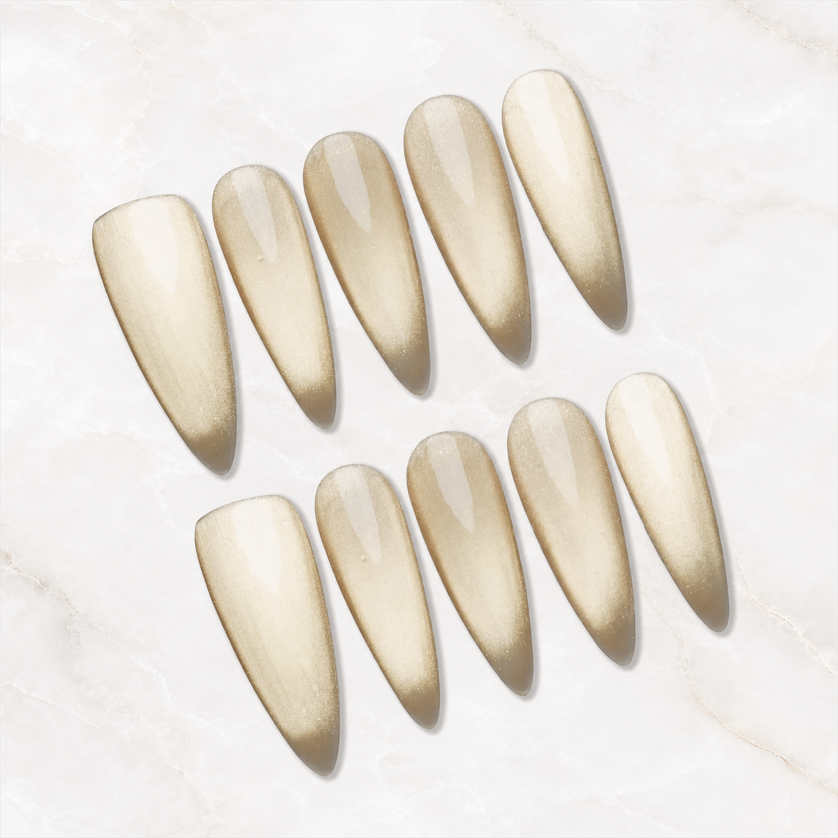 Champagne Veil Cat Eye Press-On Nails - Aninail