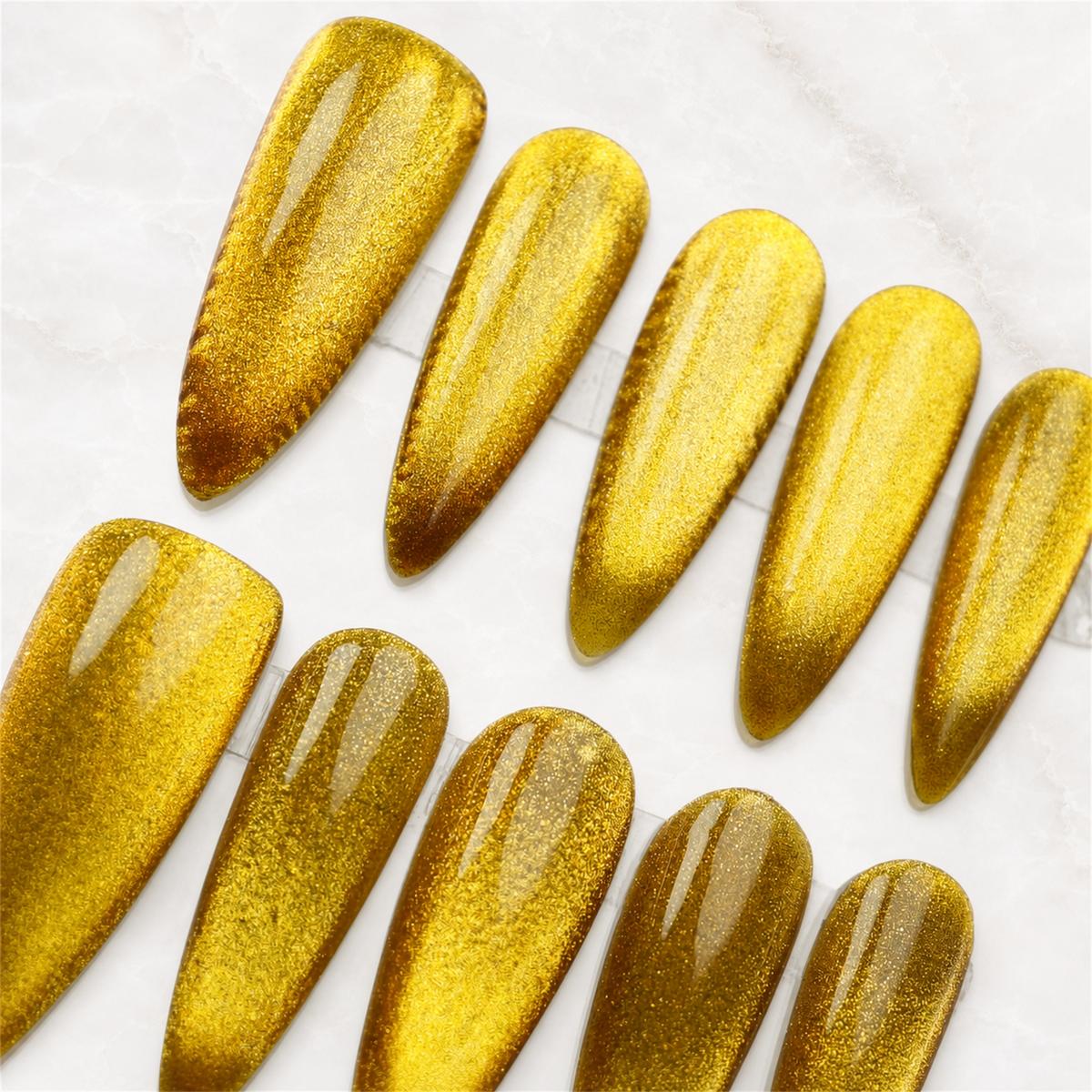 Molten Gold Cat Eye Press-On Nails - Aninail