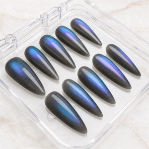 Frosted Lagoon Cat Eye Press-On Nails - Aninail